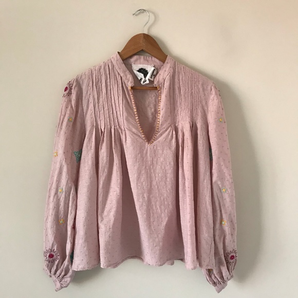 Let It Be Boho Top with Bubble Puff Sleeves sx L - Picture 3 of 5